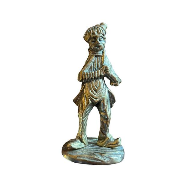 Vintage brass clown figurine 5" tall. Shelf Decor. - Picture 1 of 3